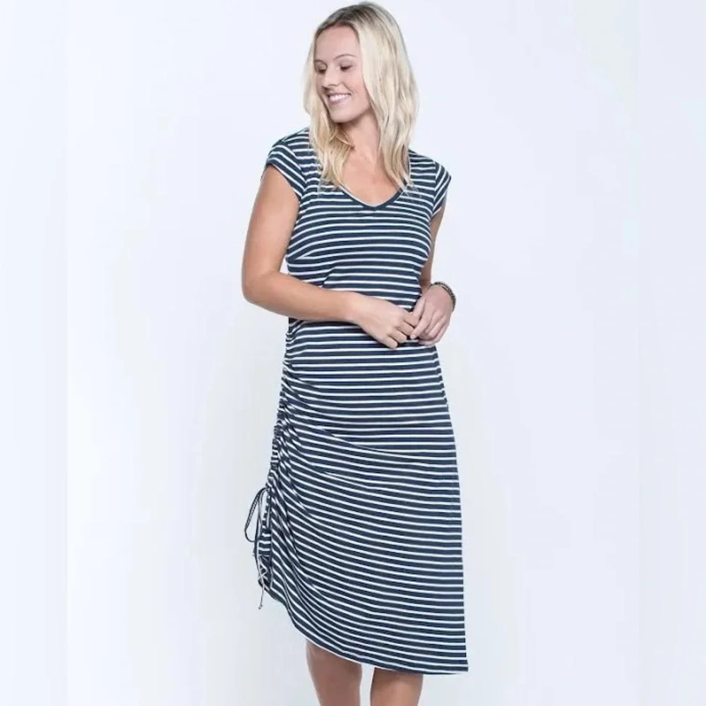 Toad & Co Navy and White Striped Muse Dress Small